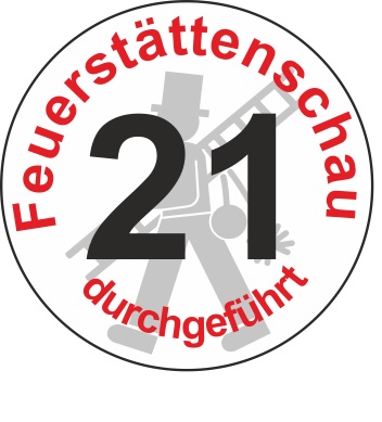 Jahreszahl - Etiketten "2021" "Feuerstättenschau durchgeführt"