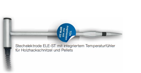Stechelektrode für Pellets mit integriertem Temperaturfühler